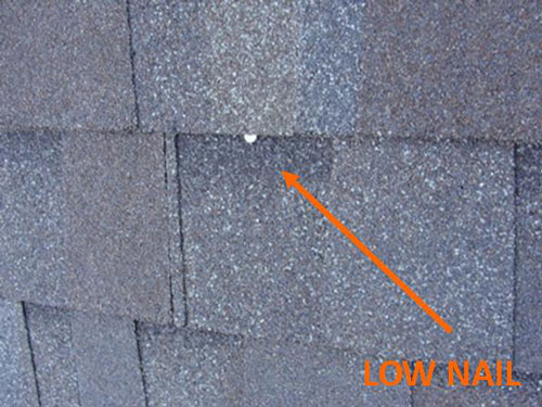 Low Nail - poorly installed roof Whonnock Roofing