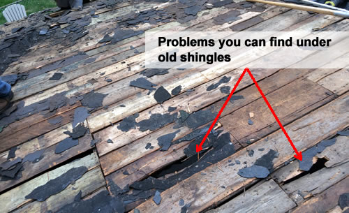 Problems under old roof shingles