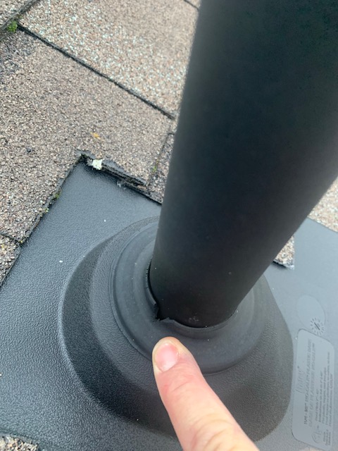 Roof Cracked Rubberized pipe flashings or pipe boot